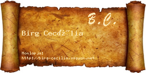 Birg Cecília névjegykártya